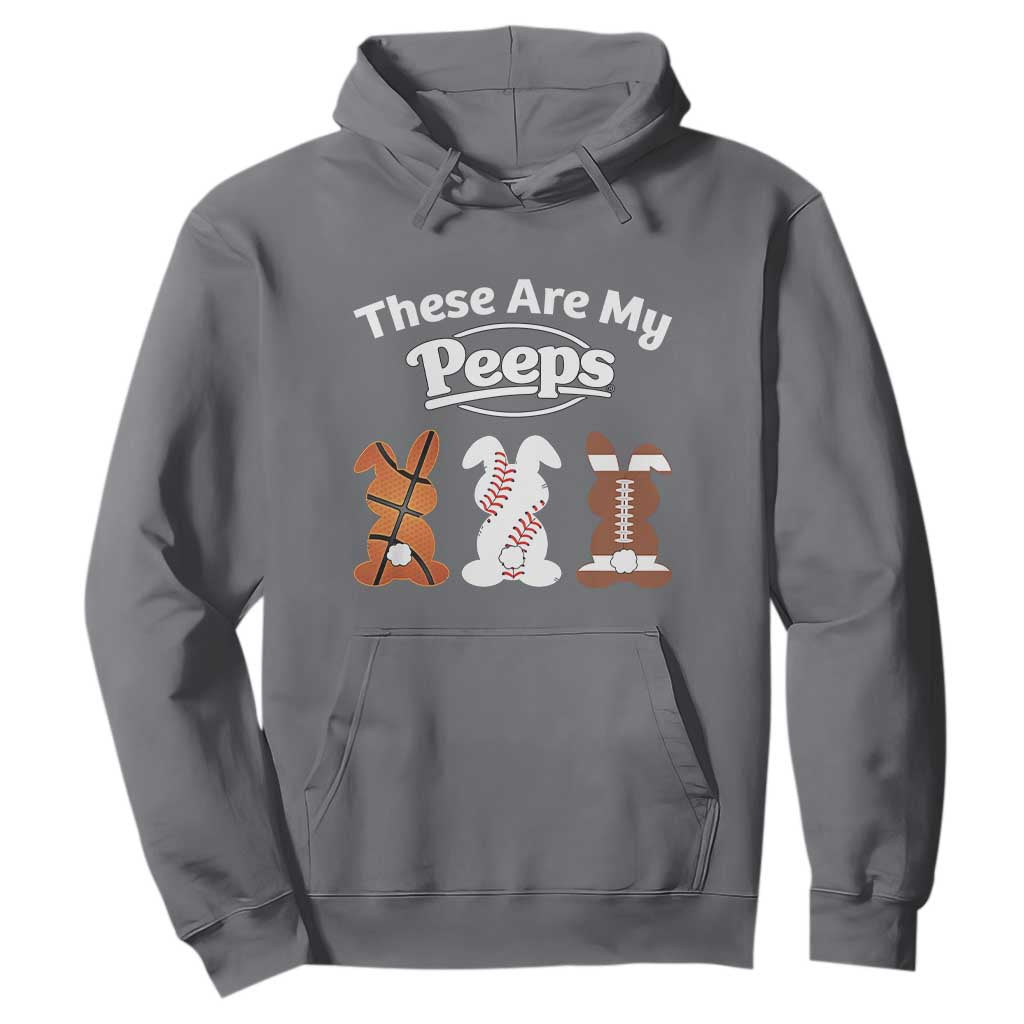 Baseball Basketball Football Easter Hoodie Cute Bunny Game Day Sports These Are My Peeps TS10 Charcoal Print Your Wear