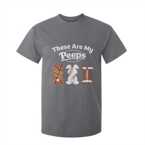 Baseball Basketball Football Easter T Shirt For Kid Cute Bunny Game Day Sports These Are My Peeps TS10 Charcoal Print Your Wear