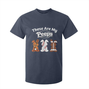 Baseball Basketball Football Easter T Shirt For Kid Cute Bunny Game Day Sports These Are My Peeps TS10 Navy Print Your Wear