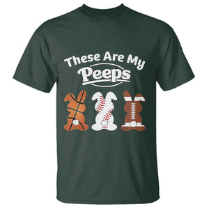 Baseball Basketball Football Easter T Shirt Cute Bunny Game Day Sports These Are My Peeps TS10 Dark Forest Green Print Your Wear