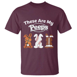 Baseball Basketball Football Easter T Shirt Cute Bunny Game Day Sports These Are My Peeps TS10 Maroon Print Your Wear