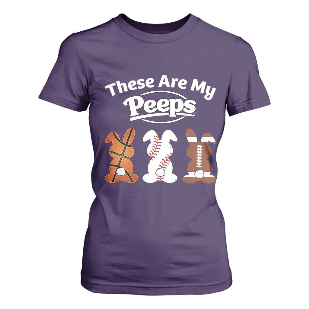 Baseball Basketball Football Easter T Shirt For Women Cute Bunny Game Day Sports These Are My Peeps TS10 Purple Print Your Wear