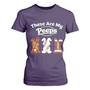Baseball Basketball Football Easter T Shirt For Women Cute Bunny Game Day Sports These Are My Peeps TS10 Purple Print Your Wear