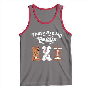 Baseball Basketball Football Easter Tank Top Cute Bunny Game Day Sports These Are My Peeps TS10 Deep Heather Red Print Your Wear