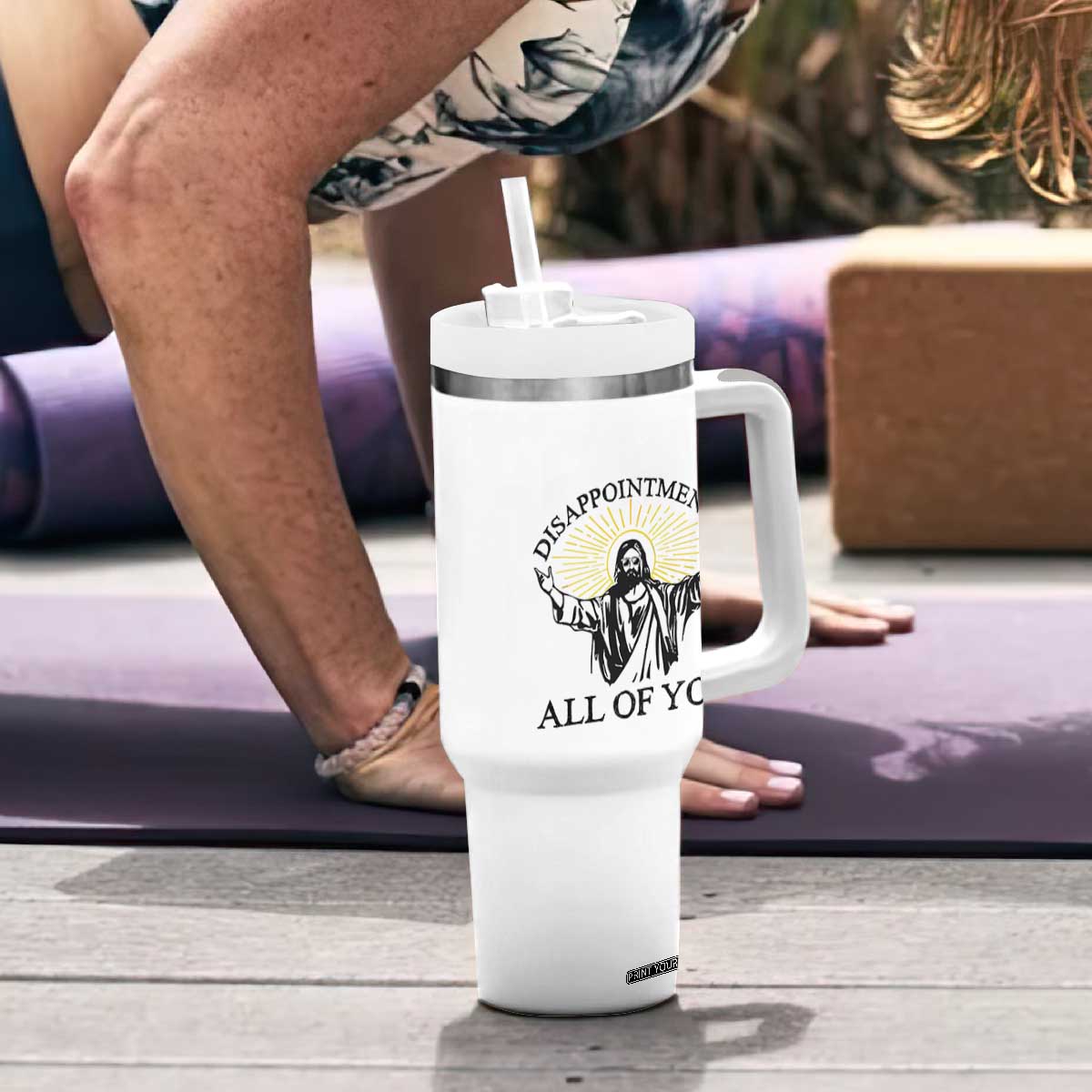 Retro Jesus Meme Tumbler With Handle Disappointments All Of You TS10 Print Your Wear