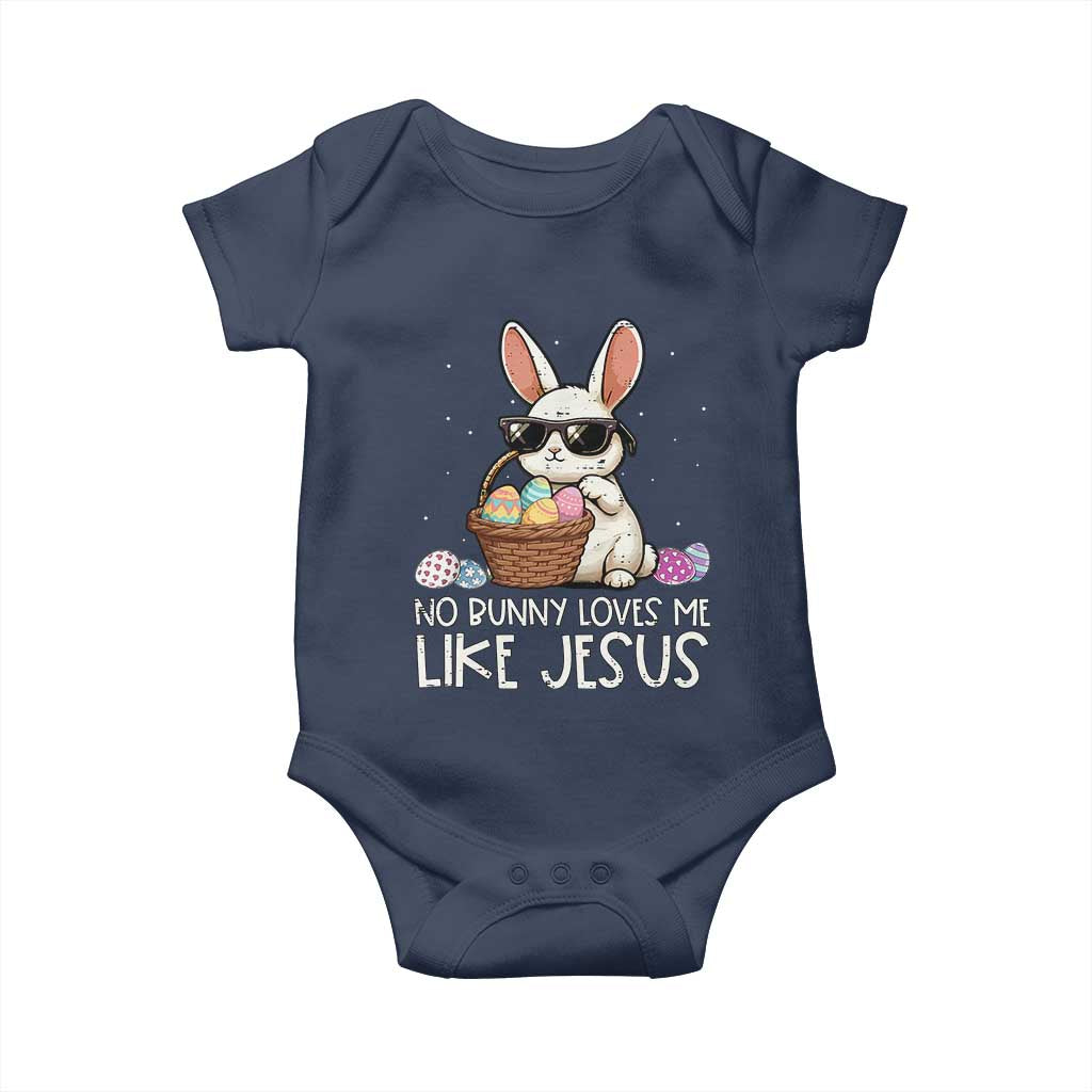 Easter Christian Baby Onesie No Bunny Loves Me Like Jesus TS10 Navy Print Your Wear