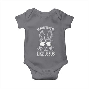 Funny Christian Easter Baby Onesie No Bunny Loves Me Like Jesus Retro Bunny TS10 Charcoal Print Your Wear