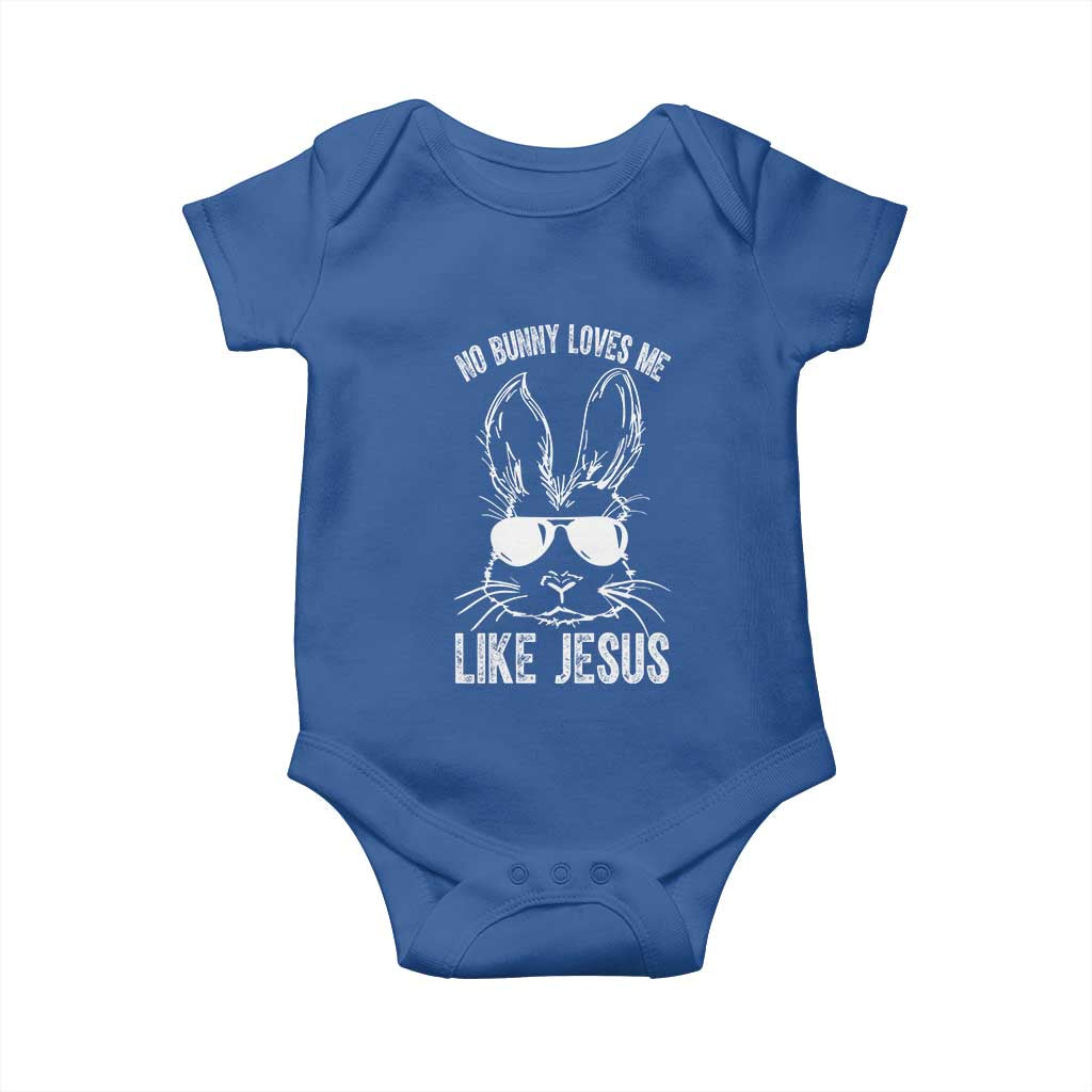 Funny Christian Easter Baby Onesie No Bunny Loves Me Like Jesus Retro Bunny TS10 Royal Blue Print Your Wear