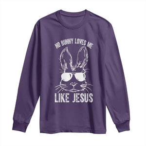 Funny Christian Easter Long Sleeve Shirt No Bunny Loves Me Like Jesus Retro Bunny TS10 Purple Print Your Wear