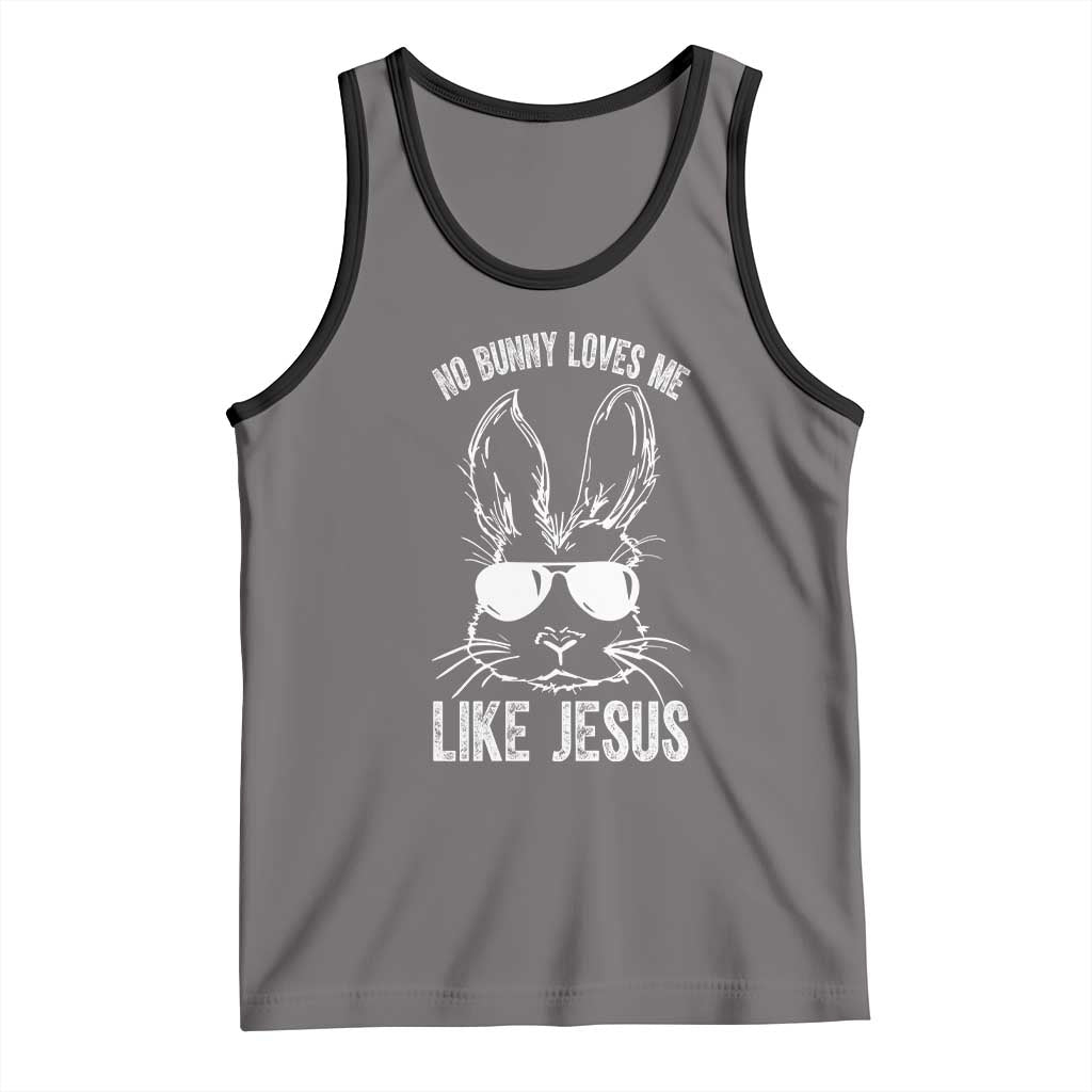 Funny Christian Easter Tank Top No Bunny Loves Me Like Jesus Retro Bunny TS10 Deep Heather Black Print Your Wear
