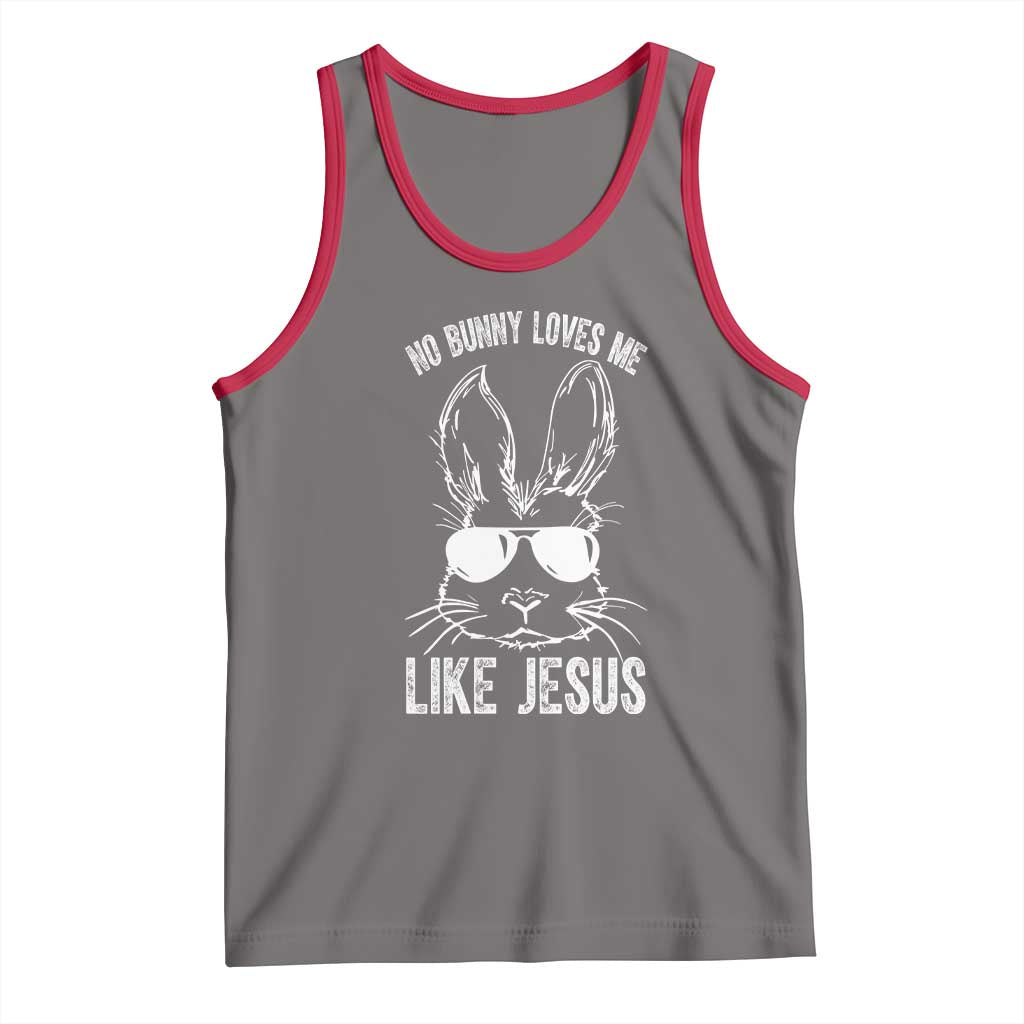 Funny Christian Easter Tank Top No Bunny Loves Me Like Jesus Retro Bunny TS10 Deep Heather Red Print Your Wear