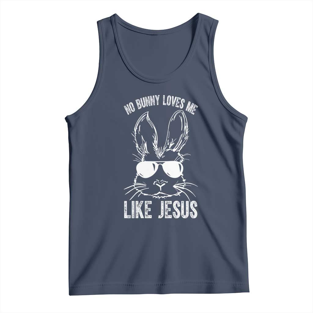 Funny Christian Easter Tank Top No Bunny Loves Me Like Jesus Retro Bunny TS10 Navy Print Your Wear