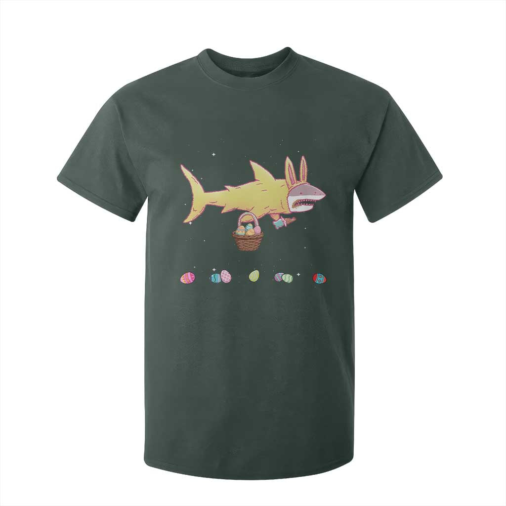 Funny Shark Easter T Shirt For Kid Cute Bunny Ears Eggs Hunting Teens Boys Kids TS10 Dark Forest Green Print Your Wear