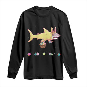 Funny Shark Easter Long Sleeve Shirt Cute Bunny Ears Eggs Hunting Teens Boys Kids TS10 Black Print Your Wear