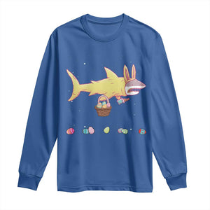 Funny Shark Easter Long Sleeve Shirt Cute Bunny Ears Eggs Hunting Teens Boys Kids TS10 Royal Blue Print Your Wear