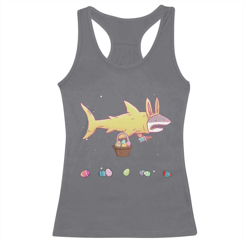 Funny Shark Easter Racerback Tank Top Cute Bunny Ears Eggs Hunting Teens Boys Kids TS10 Charcoal Print Your Wear