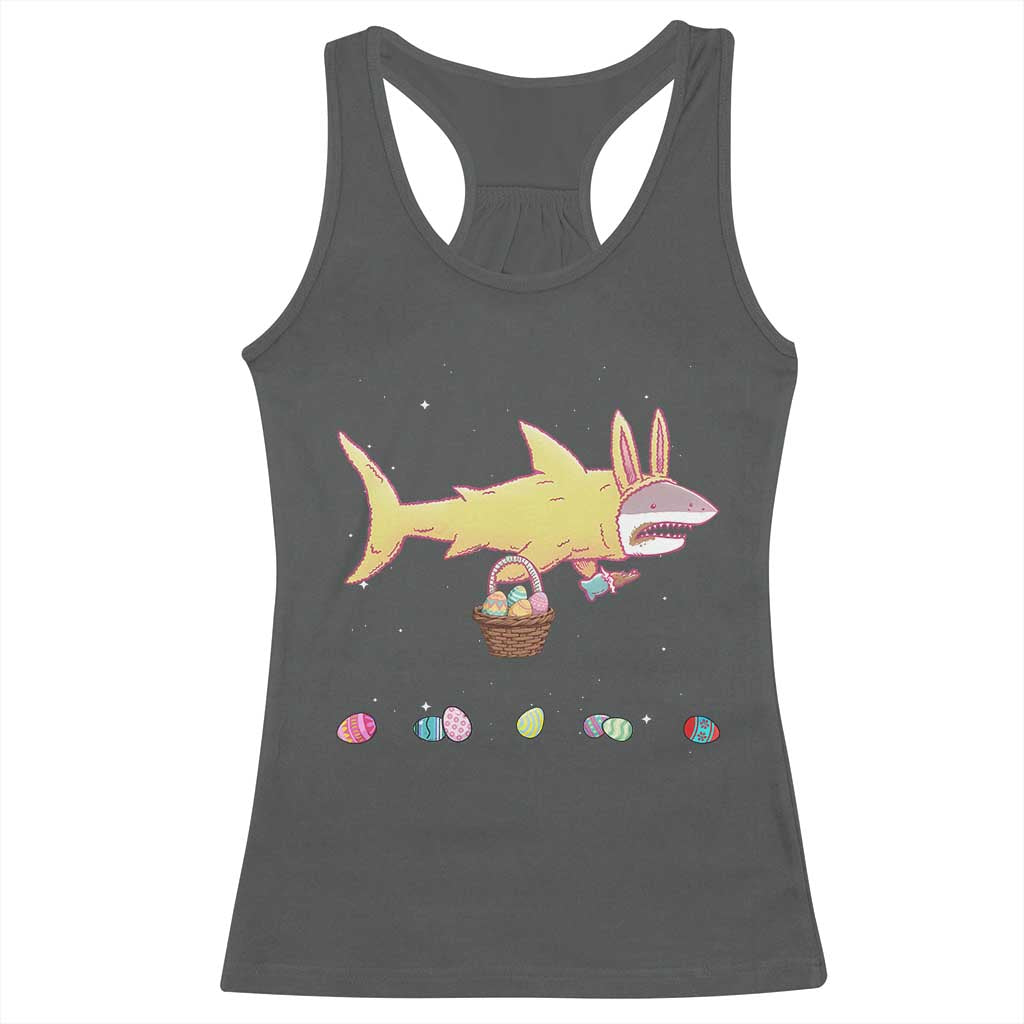 Funny Shark Easter Racerback Tank Top Cute Bunny Ears Eggs Hunting Teens Boys Kids TS10 Dark Heather Print Your Wear