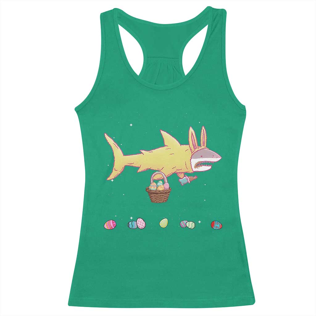 Funny Shark Easter Racerback Tank Top Cute Bunny Ears Eggs Hunting Teens Boys Kids TS10 Irish Green Print Your Wear