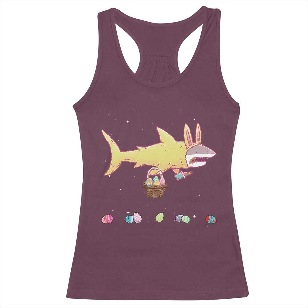 Funny Shark Easter Racerback Tank Top Cute Bunny Ears Eggs Hunting Teens Boys Kids TS10 Maroon Print Your Wear