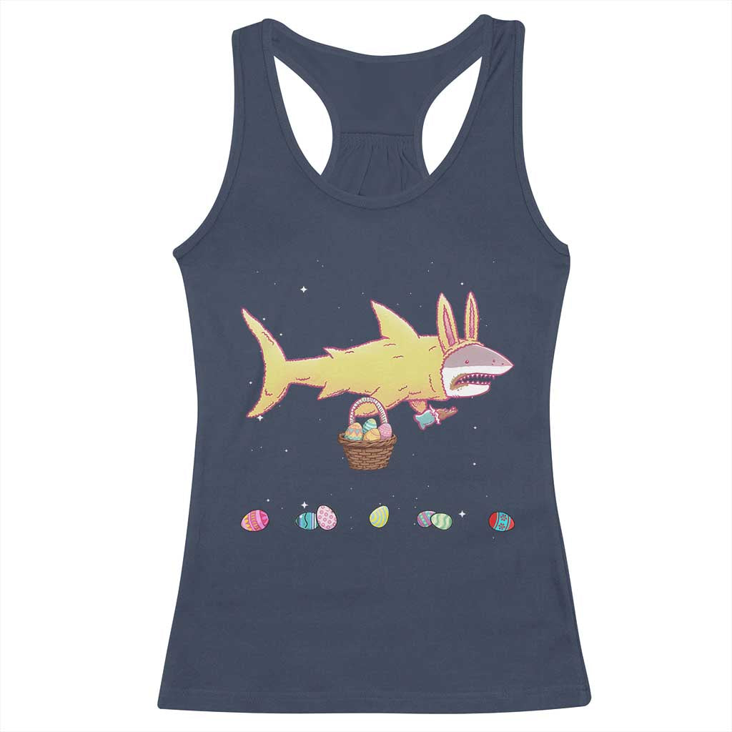 Funny Shark Easter Racerback Tank Top Cute Bunny Ears Eggs Hunting Teens Boys Kids TS10 Navy Print Your Wear