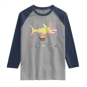 Funny Shark Easter Raglan Shirt Cute Bunny Ears Eggs Hunting Teens Boys Kids TS10 Sport Gray Navy Print Your Wear