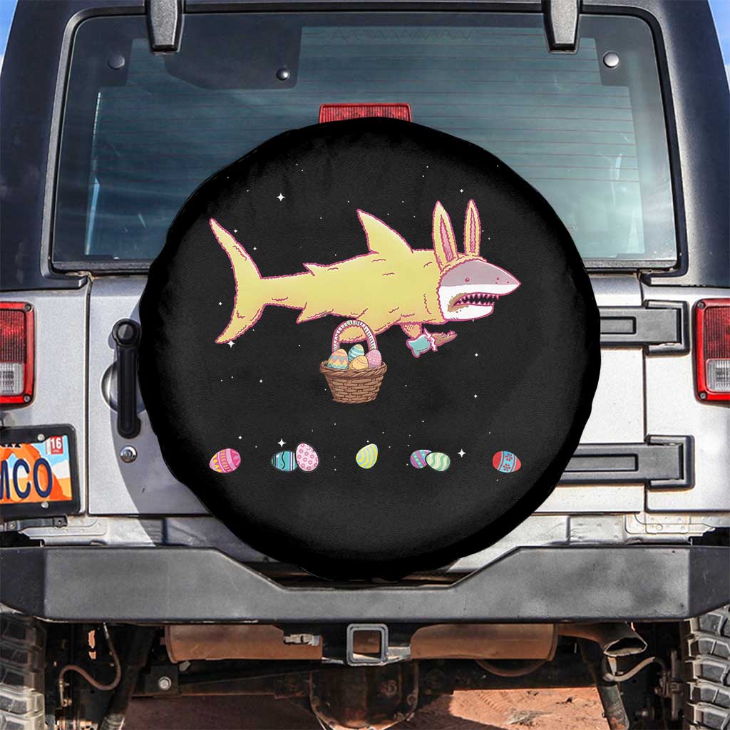 Funny Shark Easter Spare Tire Cover Cute Bunny Ears Eggs Hunting Teens Boys Kids TS10 No hole Black Print Your Wear