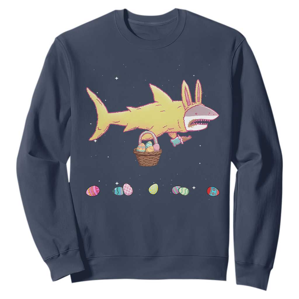 Funny Shark Easter Sweatshirt Cute Bunny Ears Eggs Hunting Teens Boys Kids TS10 Navy Print Your Wear