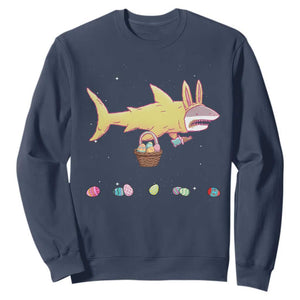 Funny Shark Easter Sweatshirt Cute Bunny Ears Eggs Hunting Teens Boys Kids TS10 Navy Print Your Wear