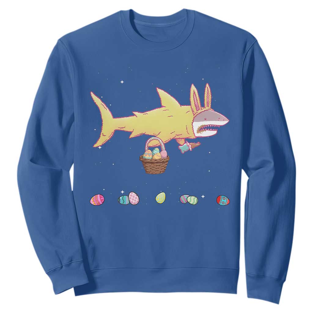 Funny Shark Easter Sweatshirt Cute Bunny Ears Eggs Hunting Teens Boys Kids TS10 Royal Blue Print Your Wear