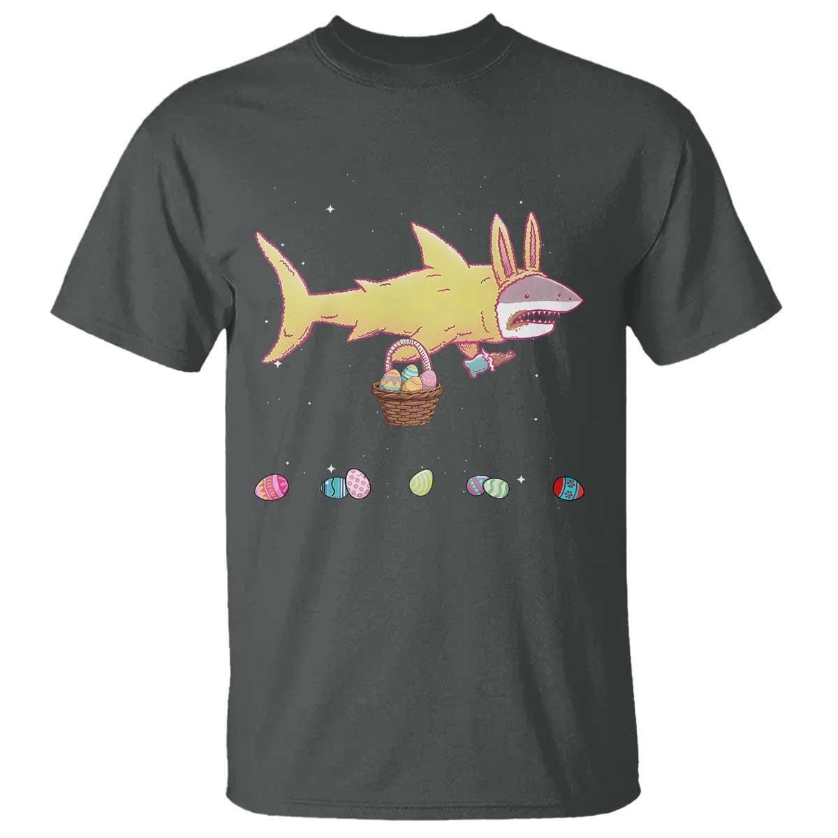 Funny Shark Easter T Shirt Cute Bunny Ears Eggs Hunting Teens Boys Kids TS10 Dark Heather Print Your Wear