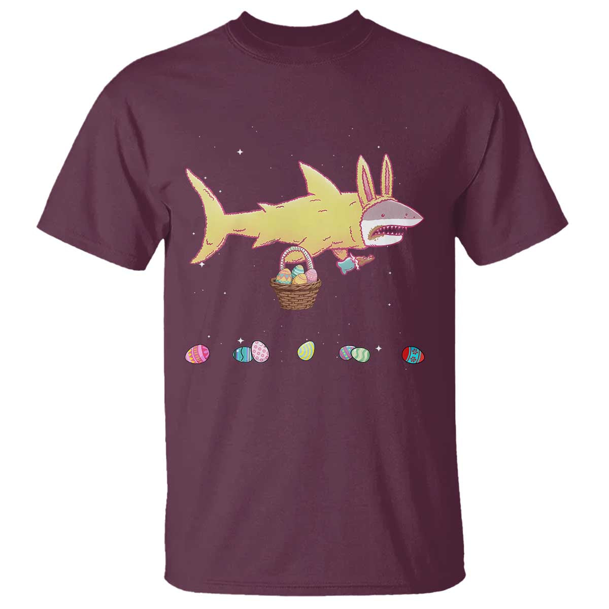 Funny Shark Easter T Shirt Cute Bunny Ears Eggs Hunting Teens Boys Kids TS10 Maroon Print Your Wear