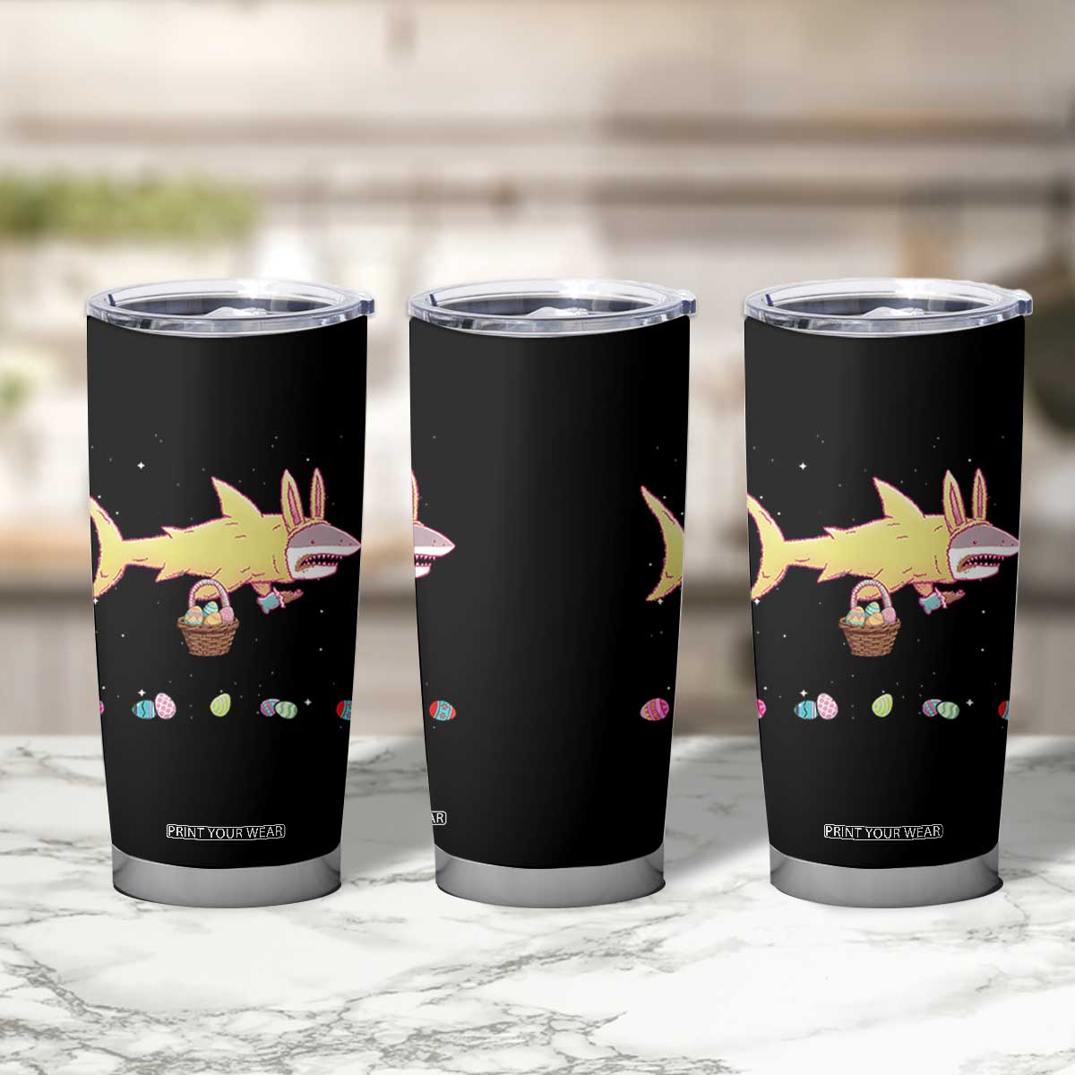 Funny Shark Easter Tumbler Cup Cute Bunny Ears Eggs Hunting Teens Boys Kids TS10 Print Your Wear