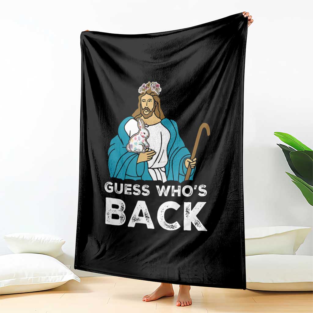 Guess Whos Back Throw Blanket Funny Religious Jesus Back Cute Bunny TS10 Print Your Wear