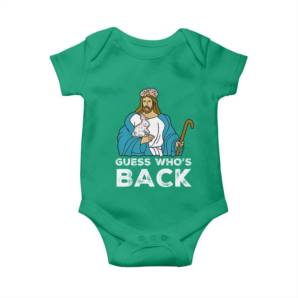 Guess Whos Back Baby Onesie Funny Religious Jesus Back Cute Bunny TS10 Irish Green Print Your Wear