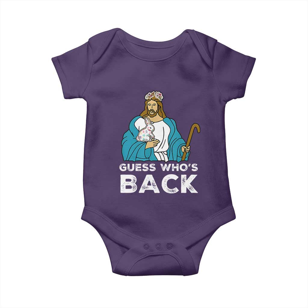 Guess Whos Back Baby Onesie Funny Religious Jesus Back Cute Bunny TS10 Purple Print Your Wear