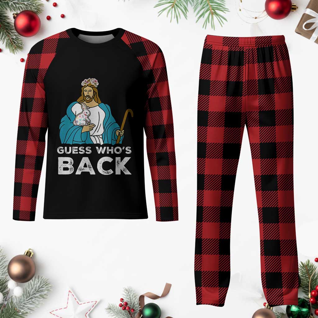 Guess Whos Back Plaid Pajama Set Funny Religious Jesus Back Cute Bunny TS10 Buffalo Plaid Print Your Wear