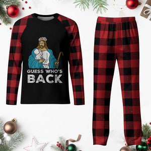 Guess Whos Back Plaid Pajama Set Funny Religious Jesus Back Cute Bunny TS10 Buffalo Plaid Print Your Wear