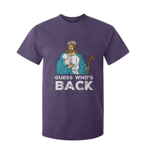 Guess Whos Back T Shirt For Kid Funny Religious Jesus Back Cute Bunny TS10 Purple Print Your Wear