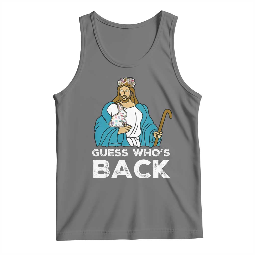Guess Whos Back Tank Top Funny Religious Jesus Back Cute Bunny TS10 Black Heather Print Your Wear