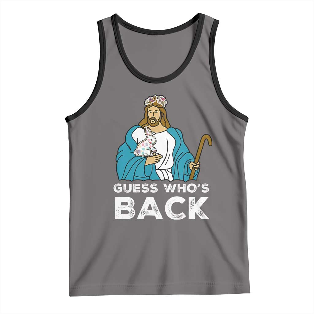 Guess Whos Back Tank Top Funny Religious Jesus Back Cute Bunny TS10 Deep Heather Black Print Your Wear