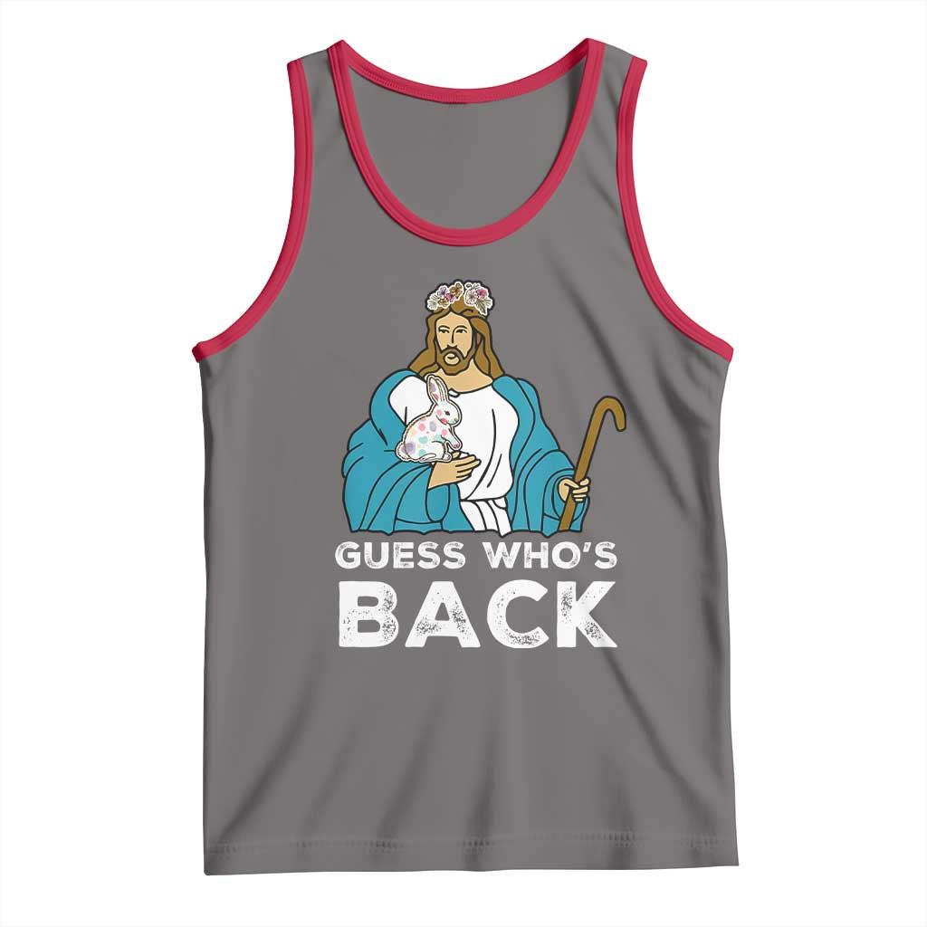 Guess Whos Back Tank Top Funny Religious Jesus Back Cute Bunny TS10 Deep Heather Red Print Your Wear
