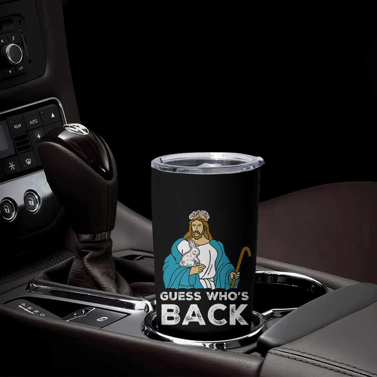 Guess Whos Back Tumbler Cup Funny Religious Jesus Back Cute Bunny TS10 Print Your Wear