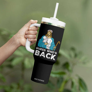 Guess Whos Back Tumbler With Handle Funny Religious Jesus Back Cute Bunny TS10 Print Your Wear