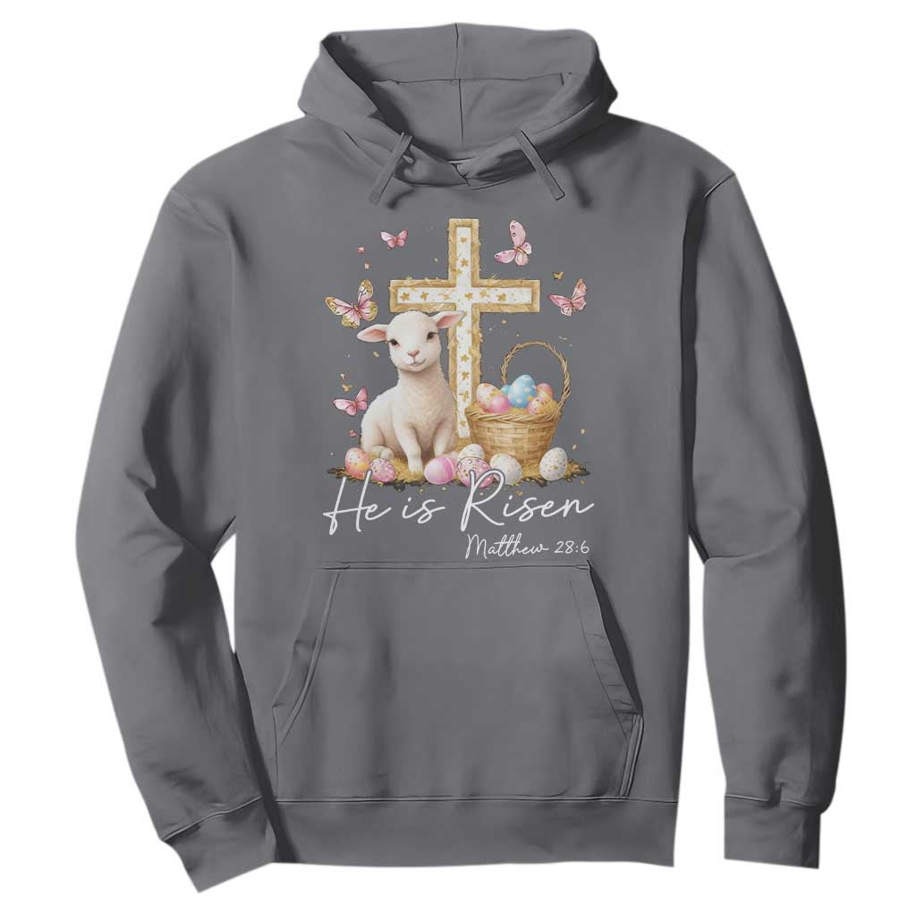 He Is Risen Easter Hoodie Lamb Flowers Cross TS10 Charcoal Print Your Wear