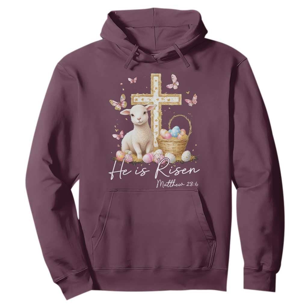 He Is Risen Easter Hoodie Lamb Flowers Cross TS10 Maroon Print Your Wear
