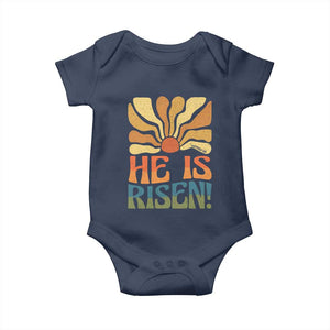 Retro Easter Baby Onesie Jesus He is Risen Matthew 28:6 Bible Verse Kids TS10 Navy Print Your Wear