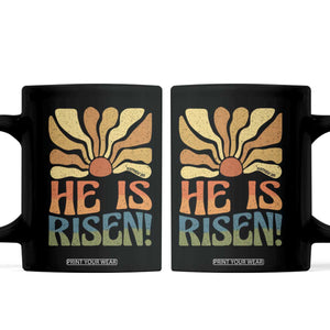 Retro Easter Coffee Mug Jesus He is Risen Matthew 28:6 Bible Verse Kids TS10 Black Print Your Wear