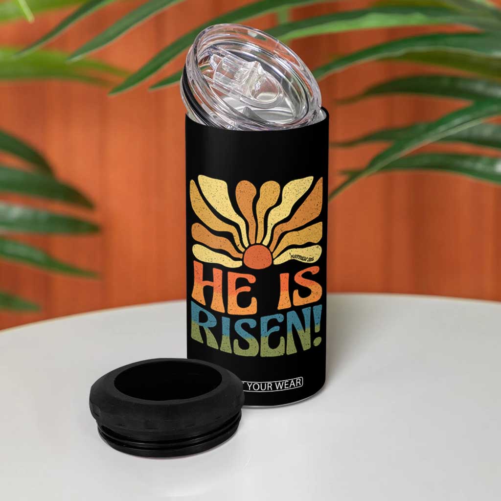 Retro Easter 4 in 1 Can Cooler Tumbler Jesus He is Risen Matthew 28:6 Bible Verse Kids TS10 Print Your Wear