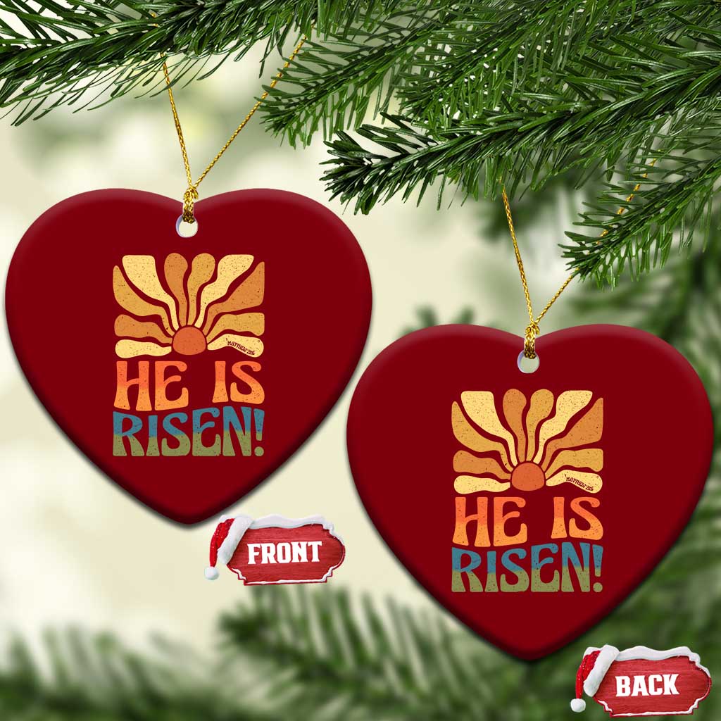 Retro Easter Ceramic Ornament Jesus He is Risen Matthew 28:6 Bible Verse Kids TS10 Print Your Wear