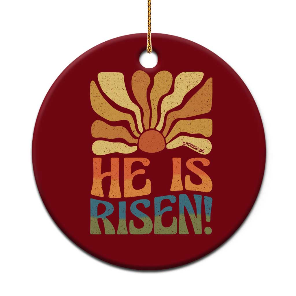 Retro Easter Ceramic Ornament Jesus He is Risen Matthew 28:6 Bible Verse Kids TS10 1pc Red Print Your Wear